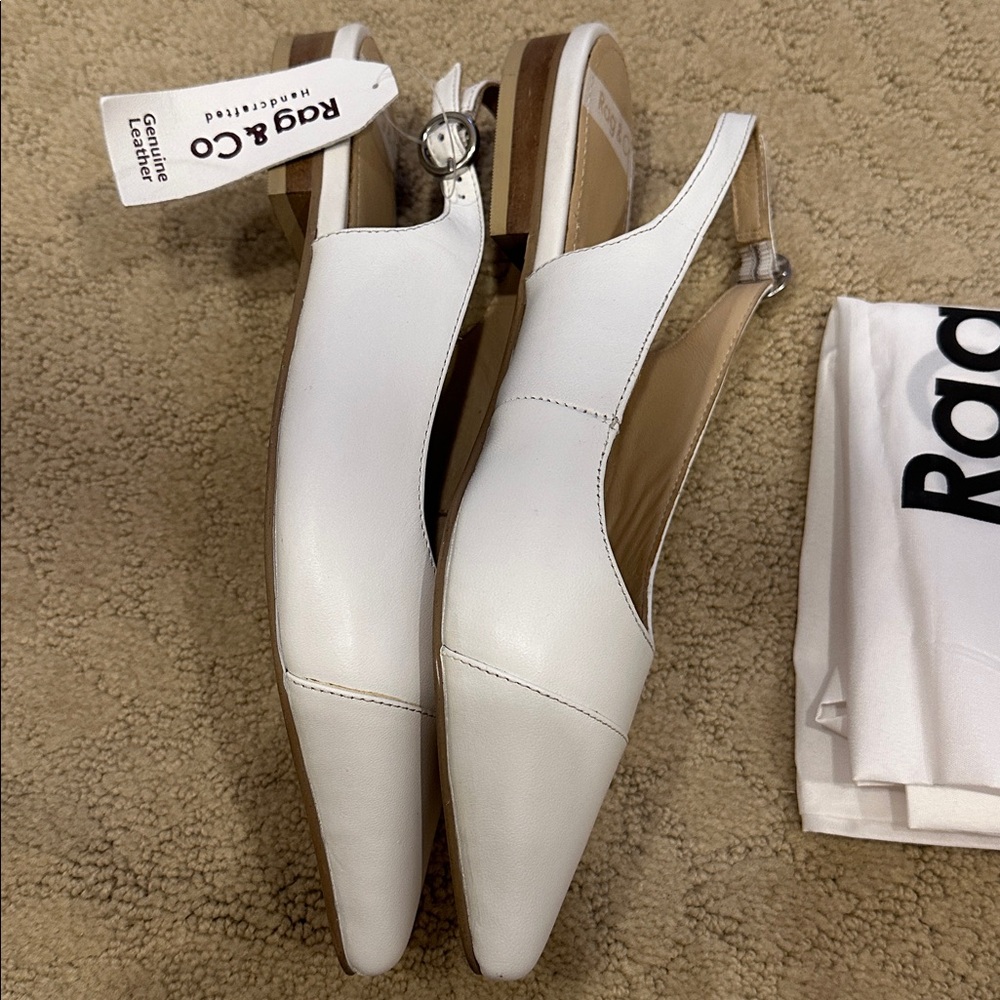 New Rag & Co White Leather Slingback Women Shoes. Size 8. - Picture 4 of 9